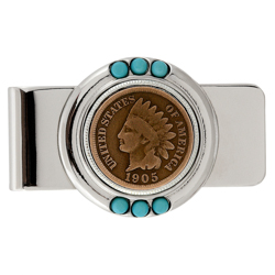 Indian Head Penny Turquoise Money Clip