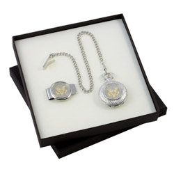 Presidential Seal Half Dollar Coin Money Clip and Pocket Watch Boxed Gift Set