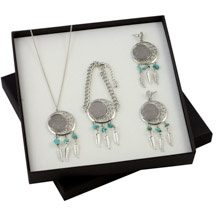Buffalo Nickel Dreamcatcher Necklace, Bracelet and Earrings Boxed Gift Set