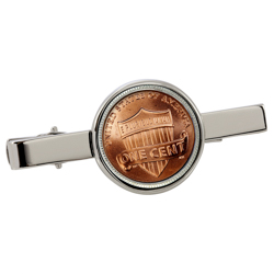 Lincoln Union Shield Penny Silvertone Tie Clip