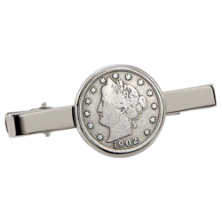 Liberty Nickel Silvertone Tie Clip