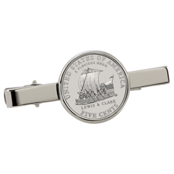 Westward Journey Keelboat Nickel Silvertone Tie Clip