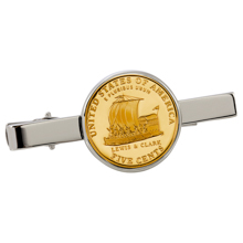 Gold-Layered Westward Journey Keelboat Nickel Silvertone Tie Clip