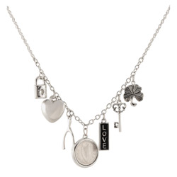 Silvertone Irish Coin Charm Necklace