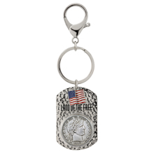 Land of the Free Silver Barber Quarter Keychain