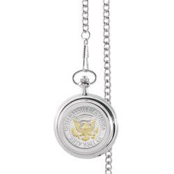 Selectively Gold-Layered Presidential Seal JFK Half Dollar Pocket Watch