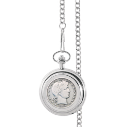 Silver Barber Half Dollar Pocket Watch