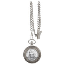 Statue of Liberty Commemorative Half Dollar Silvertone Train Pocket Watch