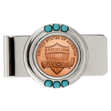 Lincoln Union Shield Penny Turquoise Money Clip