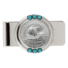 Westward Journey Keelboat Nickel Turquoise Money Clip