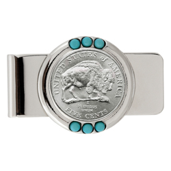 Westward Journey Bison Nickel Turquoise Money Clip