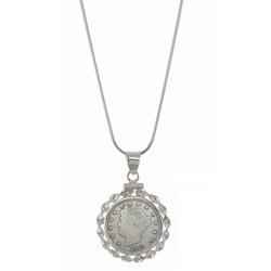 Sterling Silver Necklace with Genuine Liberty Nickel