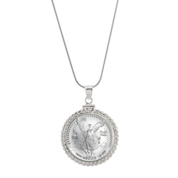 Silver Mexican Libertad Coin Sterling Silver Necklace