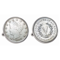 Liberty Nickel Silvertone Bezel Cuff Links