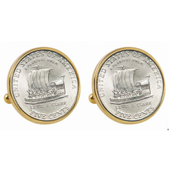 2004 Keelboat Nickel Goldtone Bezel Cuff Links