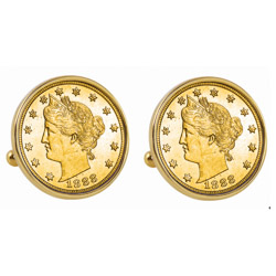 Gold-Layered 1800's Liberty Nickel Goldtone Bezel Cuff Links