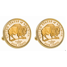 Gold-Layered 2005 Bison Nickel Goldtone Bezel Cuff Links