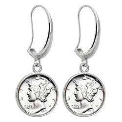 Silver Mercury Dime Silvertone Earrings