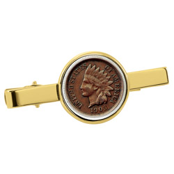 Indian Penny Goldtone Tie Clip