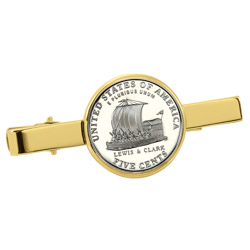 Westward Journey Keelboat Nickel Goldtone Tie Clip