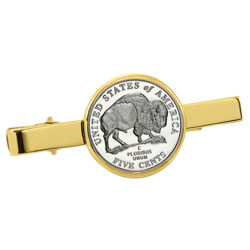 Westward Journey Bison Nickel Goldtone Tie Clip