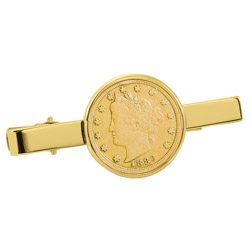 Gold-Layered 1800's Liberty Nickel Goldtone Tie Clip