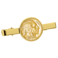 Gold-Layered Buffalo Nickel Goldtone Tie Clip