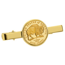 Gold-Layered Westward Journey Bison Nickel Goldtone Tie Clip