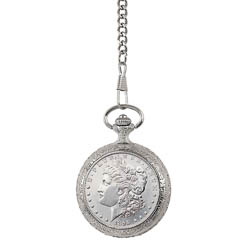 Brilliant Uncirculated 1800's Morgan Silver Dollar Pocket Watch