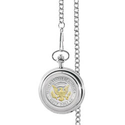 Monogrammed Selectively Gold-Layered Presidential Seal Half Dollar Pocket Watch
