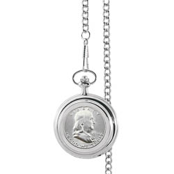 Monogrammed Silver Franklin Half Dollar Pocket Watch