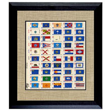 U.S. State Flag Stamp Sheet in 16x14 Wood Frame