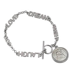Seated Liberty Silver Dime Inspirational Dream Wish Love Laugh Joy Coin Bracelet