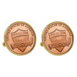 Lincoln Union Shield Penny Goldtone Bezel Cuff Links