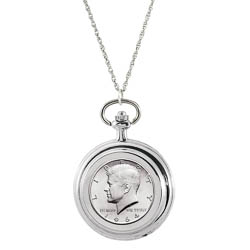 JFK 1964 First Year of Issue Half Dollar Pocket Watch Pendant Necklace