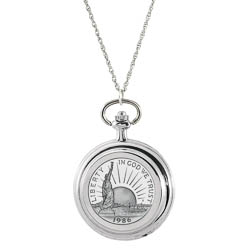 Statue of Liberty Commemorative Half Dollar Pocket Watch Pendant Necklace