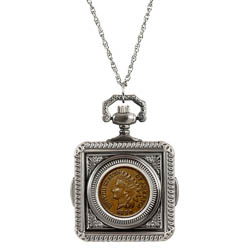 1800's Indian Penny Pocket Watch Pendant Necklace