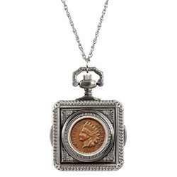 Civil War Indian Head Penny Pocket Watch Pendant Necklace