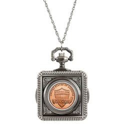 Lincoln Union Shield Penny Pocket Watch Pendant Necklace