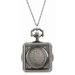 1800's Liberty Nickel Pocket Watch Pendant Necklace