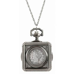 1883 First-Year-of-Issue Liberty Nickel Pocket Watch Pendant Necklace