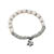 White Fresh Water Pearl Bead Elephant Charm Stretch Bracelet