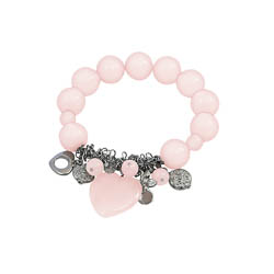 Rose Quartz Heart Charm Stretch Bracelet