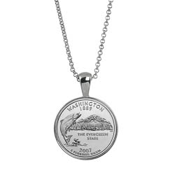 Statehood Quarter Silver Tone Coin Pendant