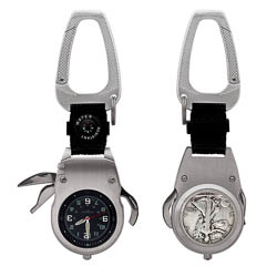 Silver Walking Liberty Half Dollar Coin Multi-Tool Pocket Watch Compass
