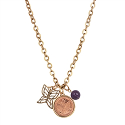 Goldtone Butterfly Coin and Charm Coin Pendant