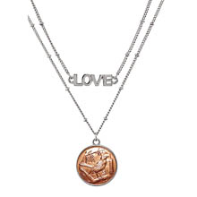 Thrush Bird Coin Double Strand Love Necklace