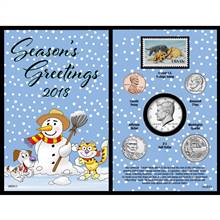 2018 Snowman Greeting Coin and Stamp Card