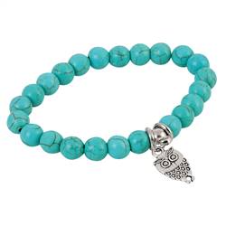 Owl and Beaded Stretch Bracelet