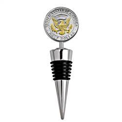 Selectively Gold-Layered Presidential Seal JFK Half Dollar Coin Wine Stopper